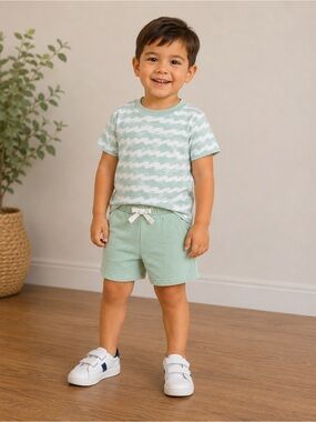 Tucker + Tate • NWT Kids Mint Wave Print Tee & Shorts Set